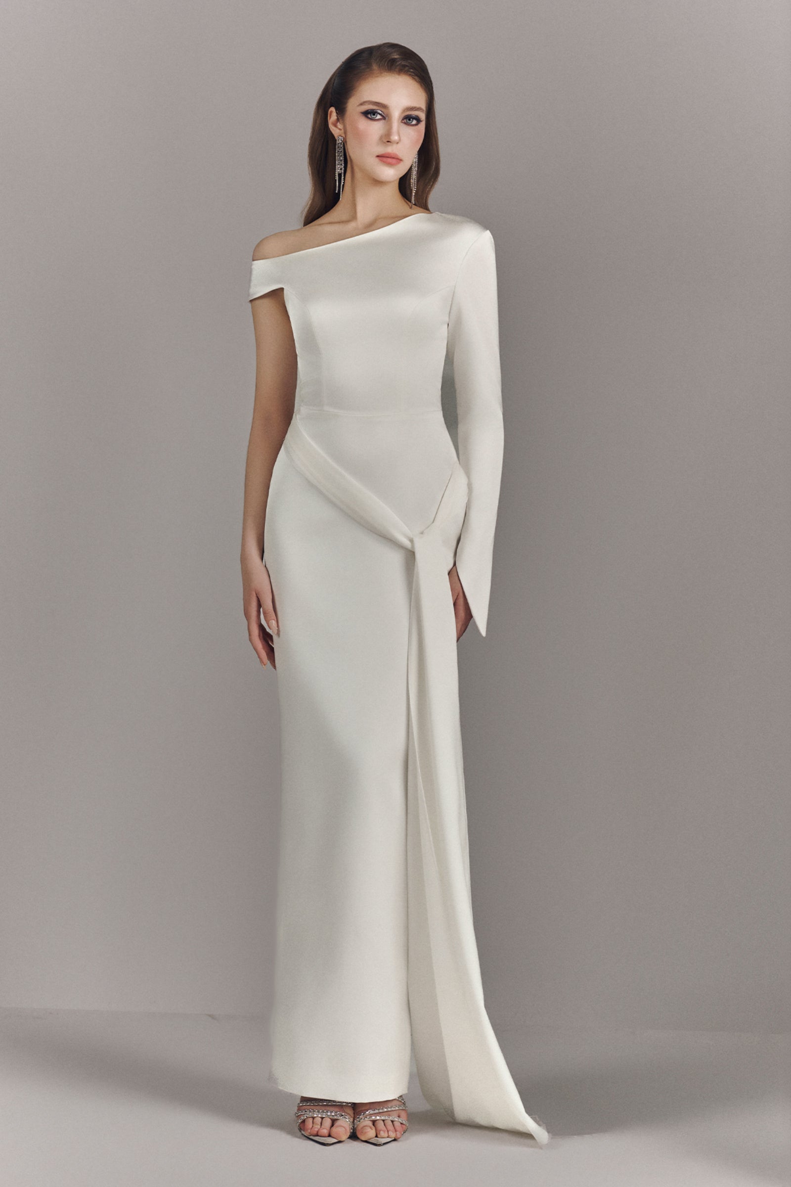 Alessira Asymmetric Cape Maxi Dress