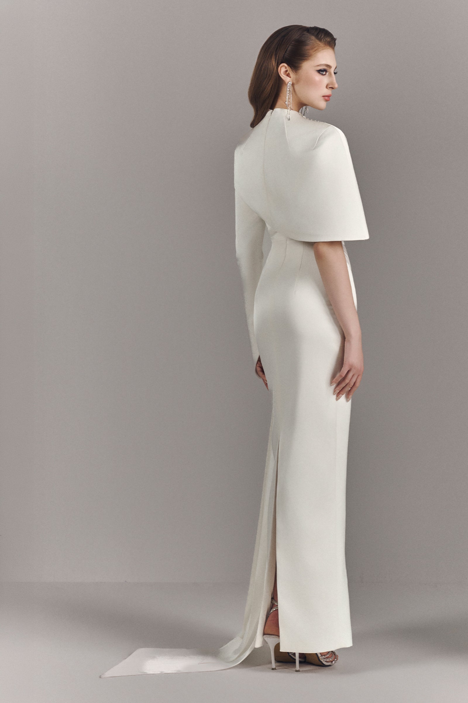 Alessira Asymmetric Cape Maxi Dress