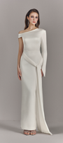 Alessira High Neckline Maxi Dress With Asymmetric Cape 4