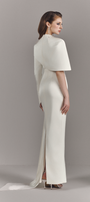 Alessira High Neckline Maxi Dress With Asymmetric Cape 2