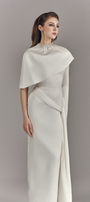 Alessira High Neckline Maxi Dress With Asymmetric Cape 3