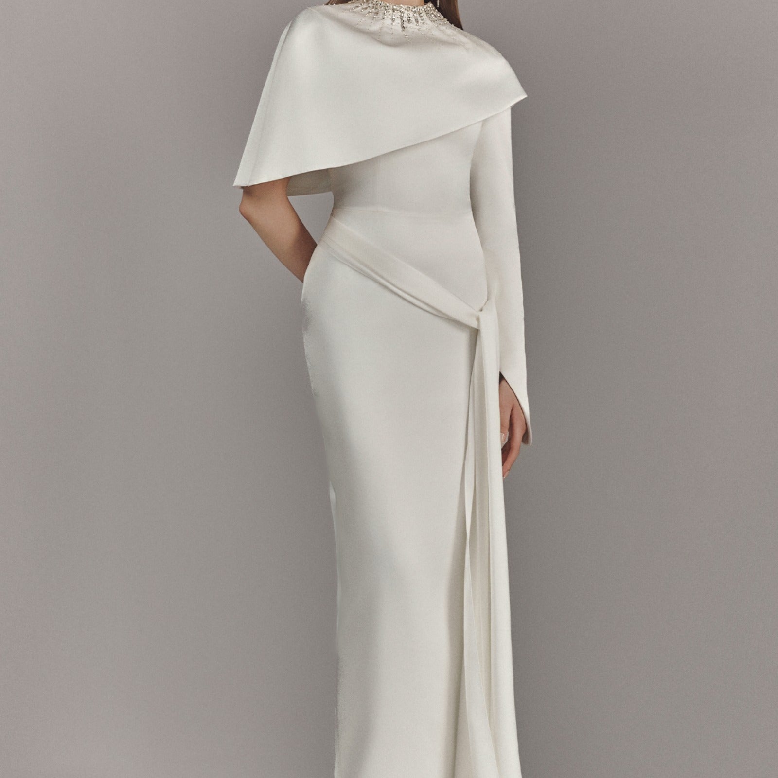 Alessira Asymmetric Cape Maxi Dress