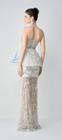 Snow-whisper Bandeau Corset Maxi Dress With 3D Petal Layers 2