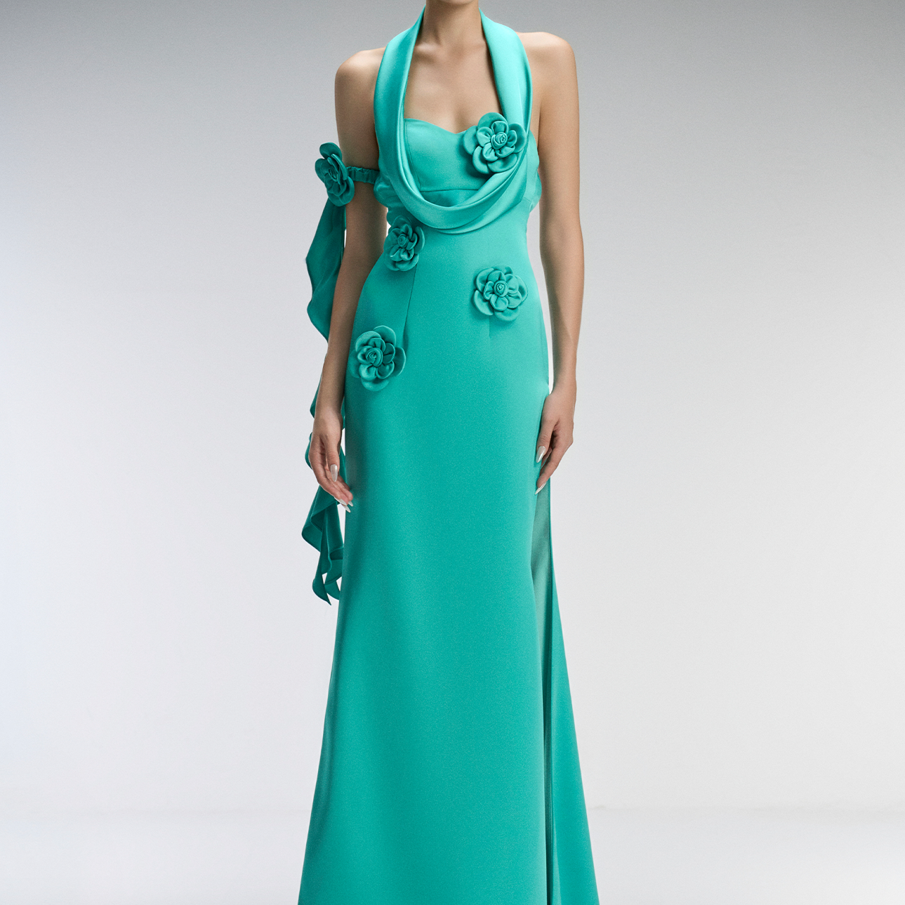 Oasis Couture Thigh-high Maxi Dress With 3D Floral Appliqués