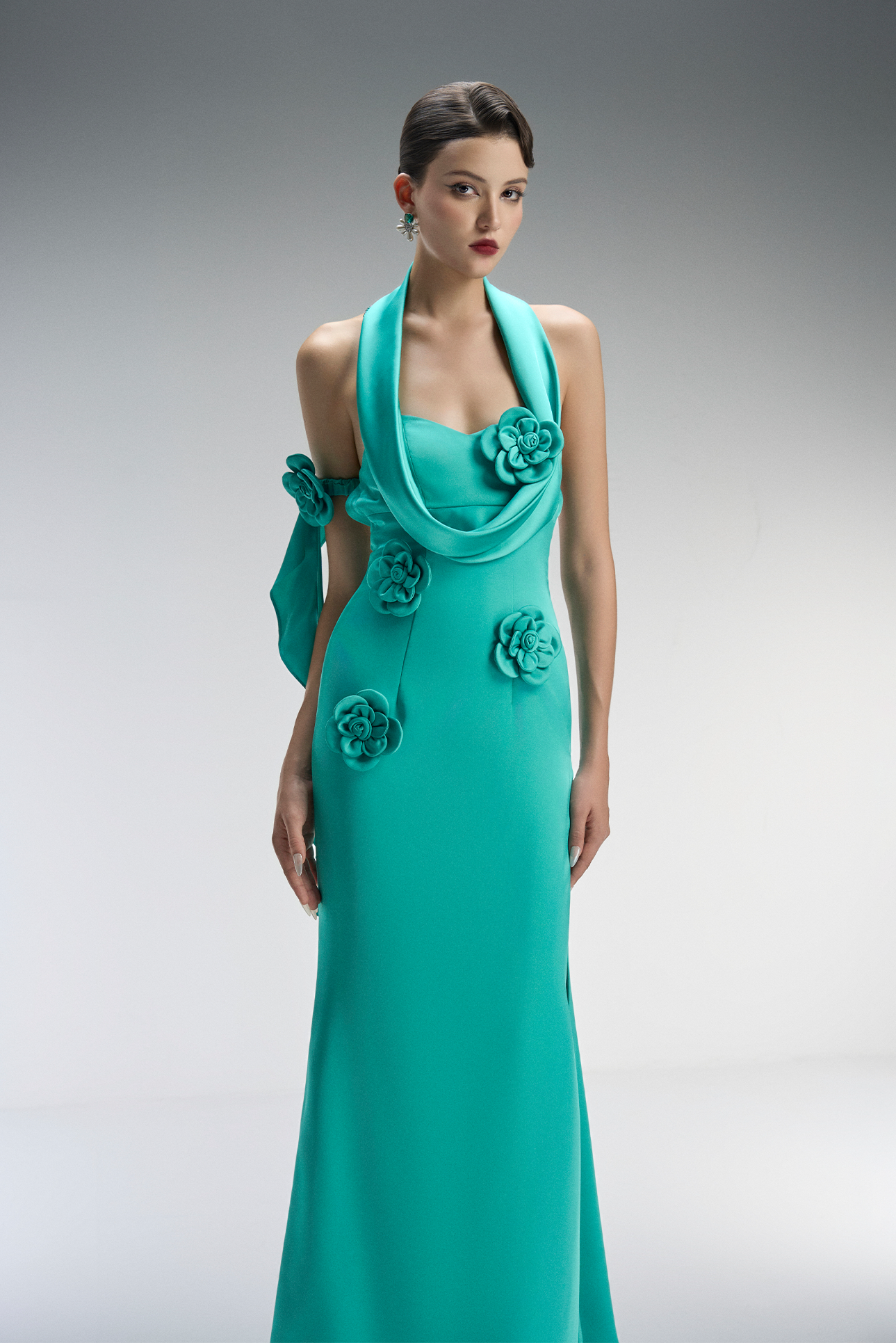 Oasis Couture Thigh-high Maxi Dress With 3D Floral Appliqués 4