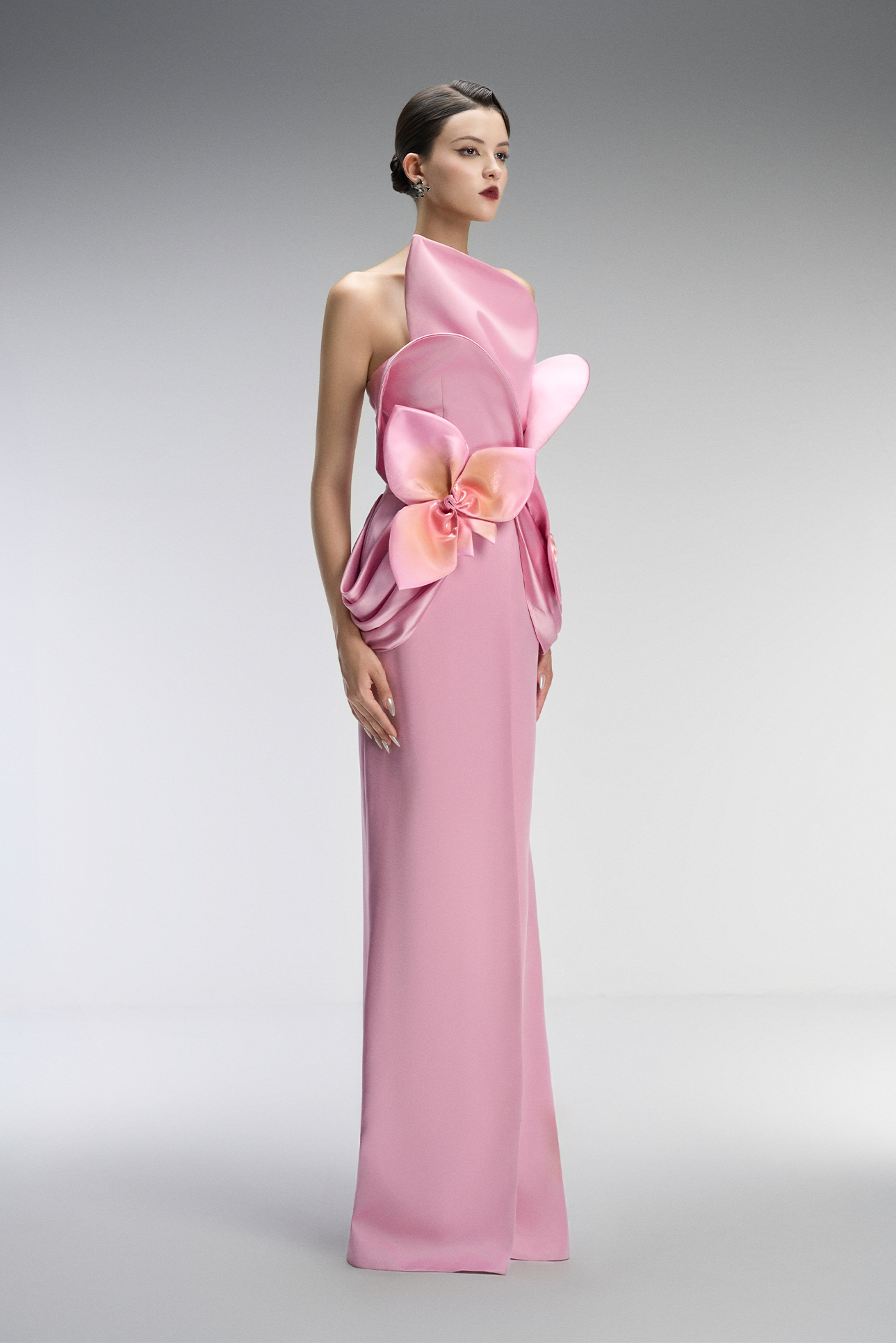 Bella Couture Bandeau Maxi Dress With 3D Orchid Petal 4