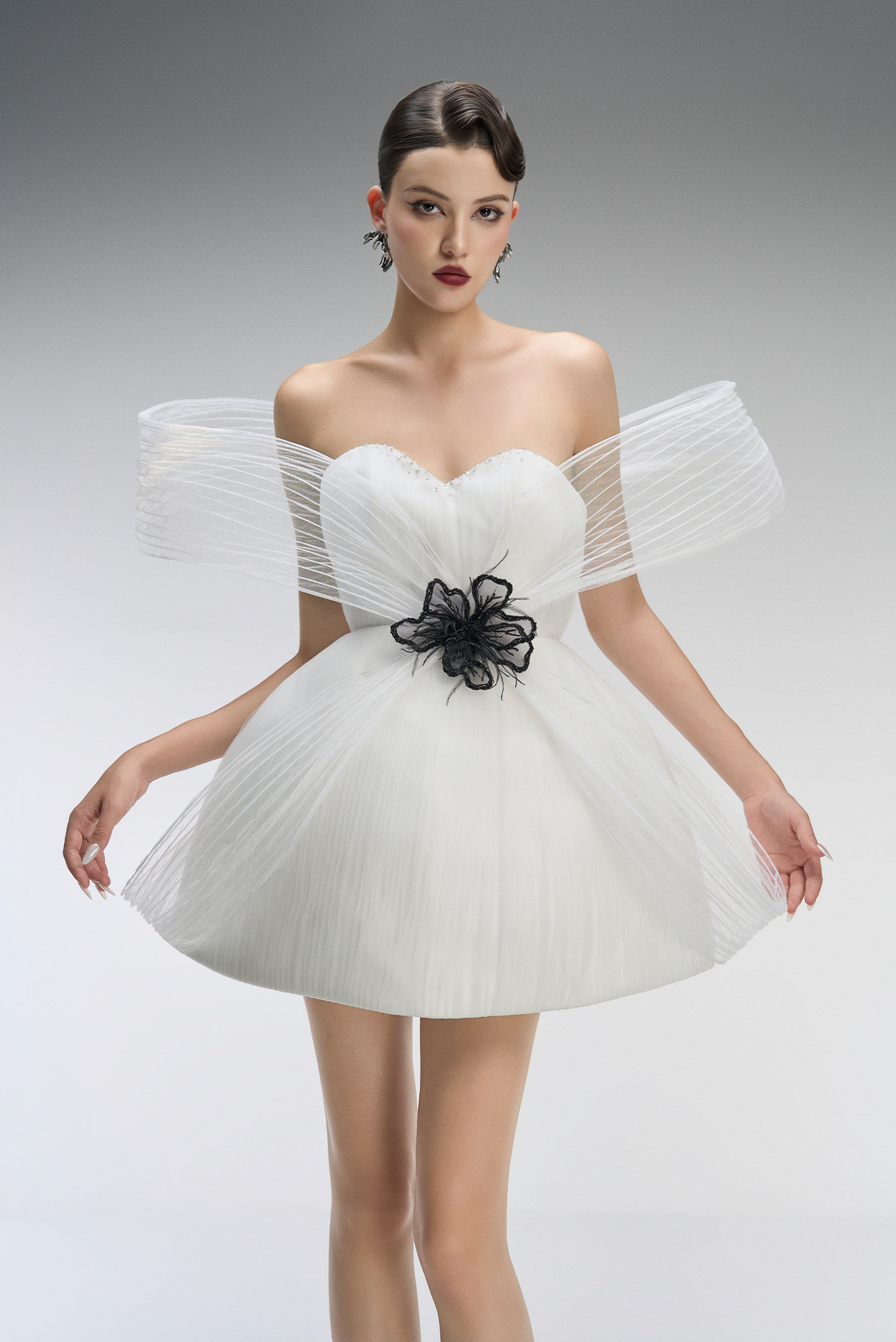 Vanila Couture Strapless Mini Dress With 3D Mesh Petals 3