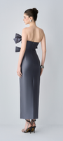Cindra Couture Bandeau 3D Bows Maxi Dress 2