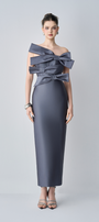 Cindra Couture Bandeau 3D Bows Maxi Dress