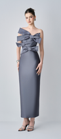 Cindra Couture Bandeau 3D Bows Maxi Dress 4