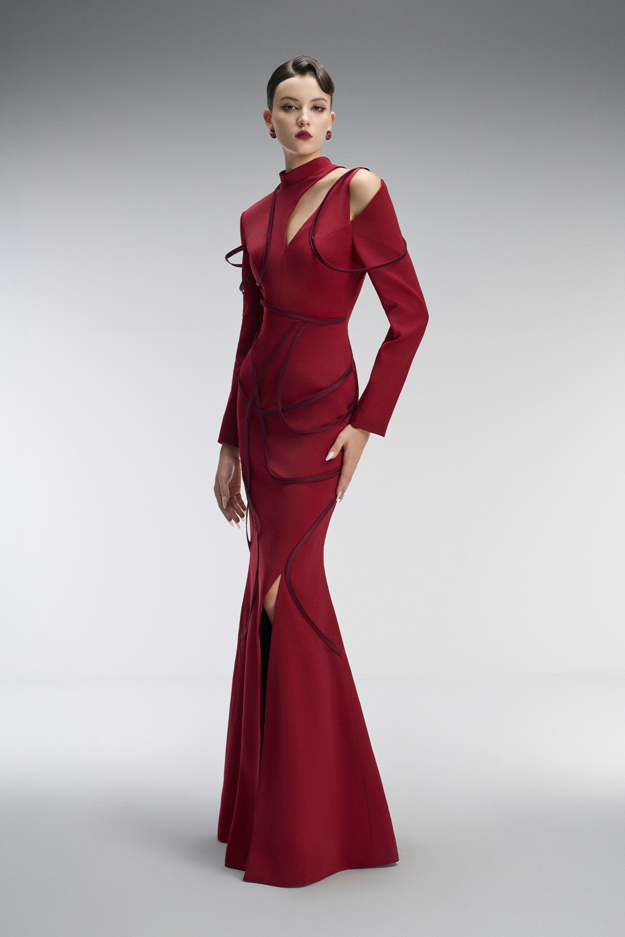 Scarlett Couture Bodycon Front Slit Maxi Dress With Cutout Details 5