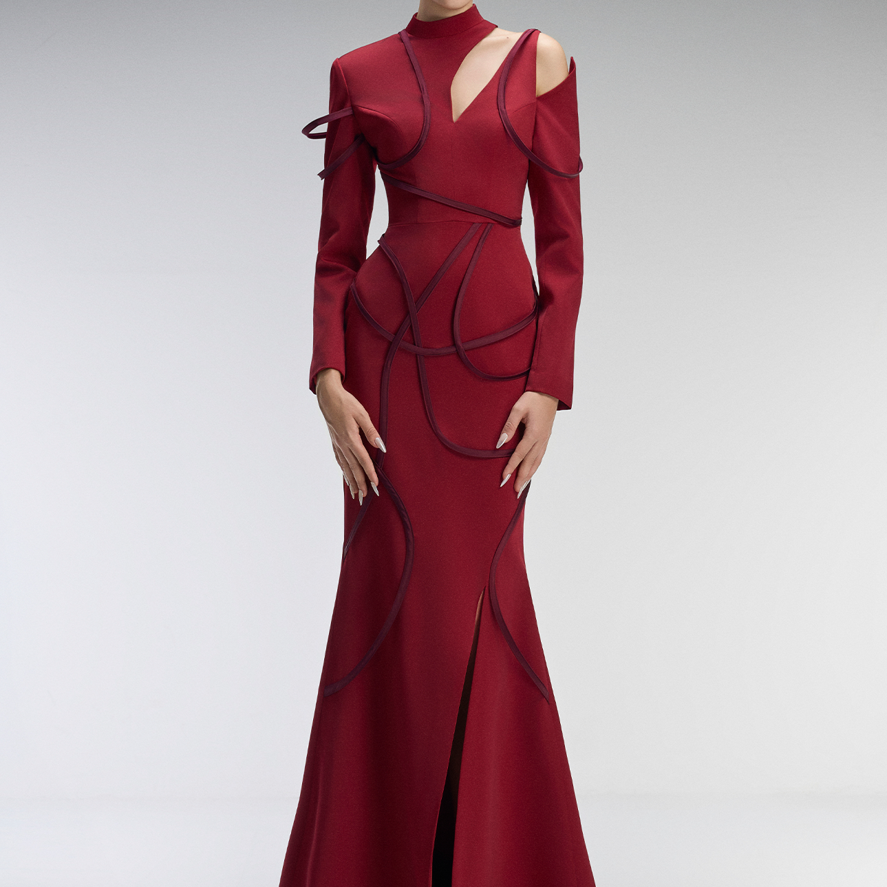 Scarlett Couture Bodycon Front Slit Maxi Dress With Cutout Details 3