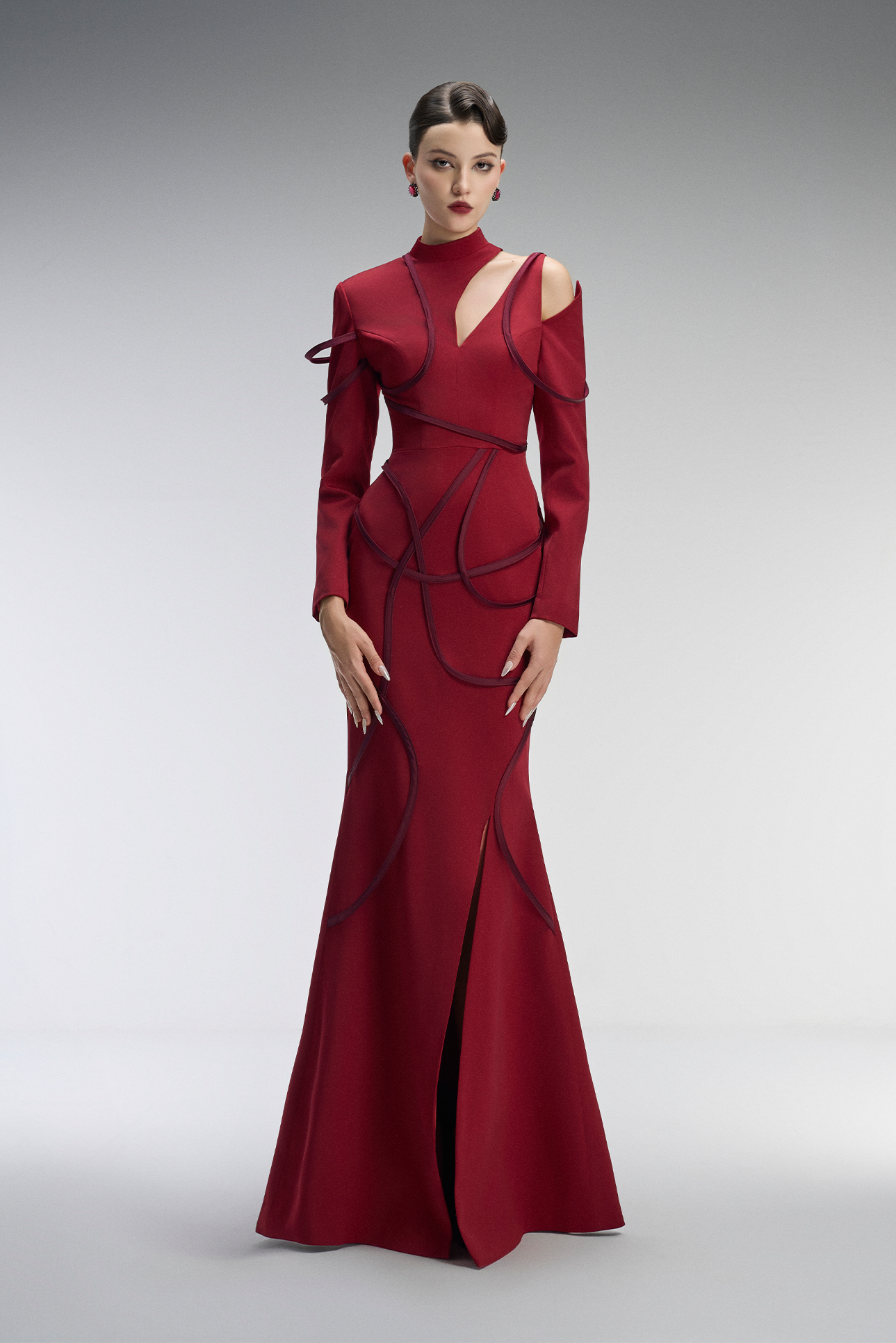 Scarlett Couture Bodycon Front Slit Maxi Dress With Cutout Details 3