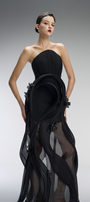 Dusk Couture Bandeau 3D Pleated Plissé Maxi Dress 2
