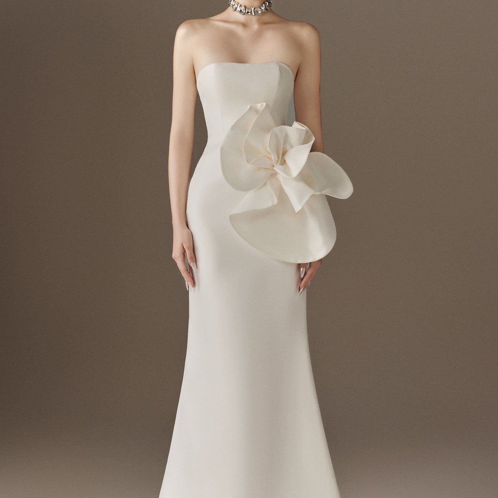 Floralia  Bandeau Maxi Dress With Oversized 3D Flower