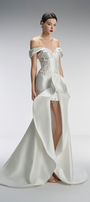 Eternal Couture Cold-shoulder Pleated High Low Maxi Dress