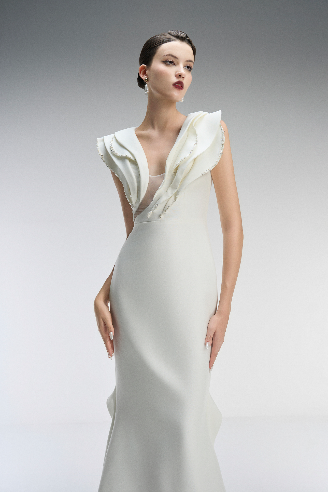 Celeste Couture Bridal Crystal Gown With Tiered Accents 3