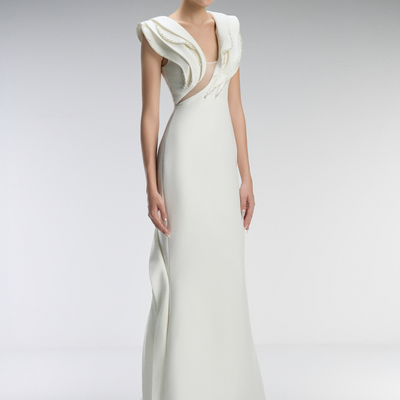 Celeste Couture Bridal Crystal Gown With Tiered Accents