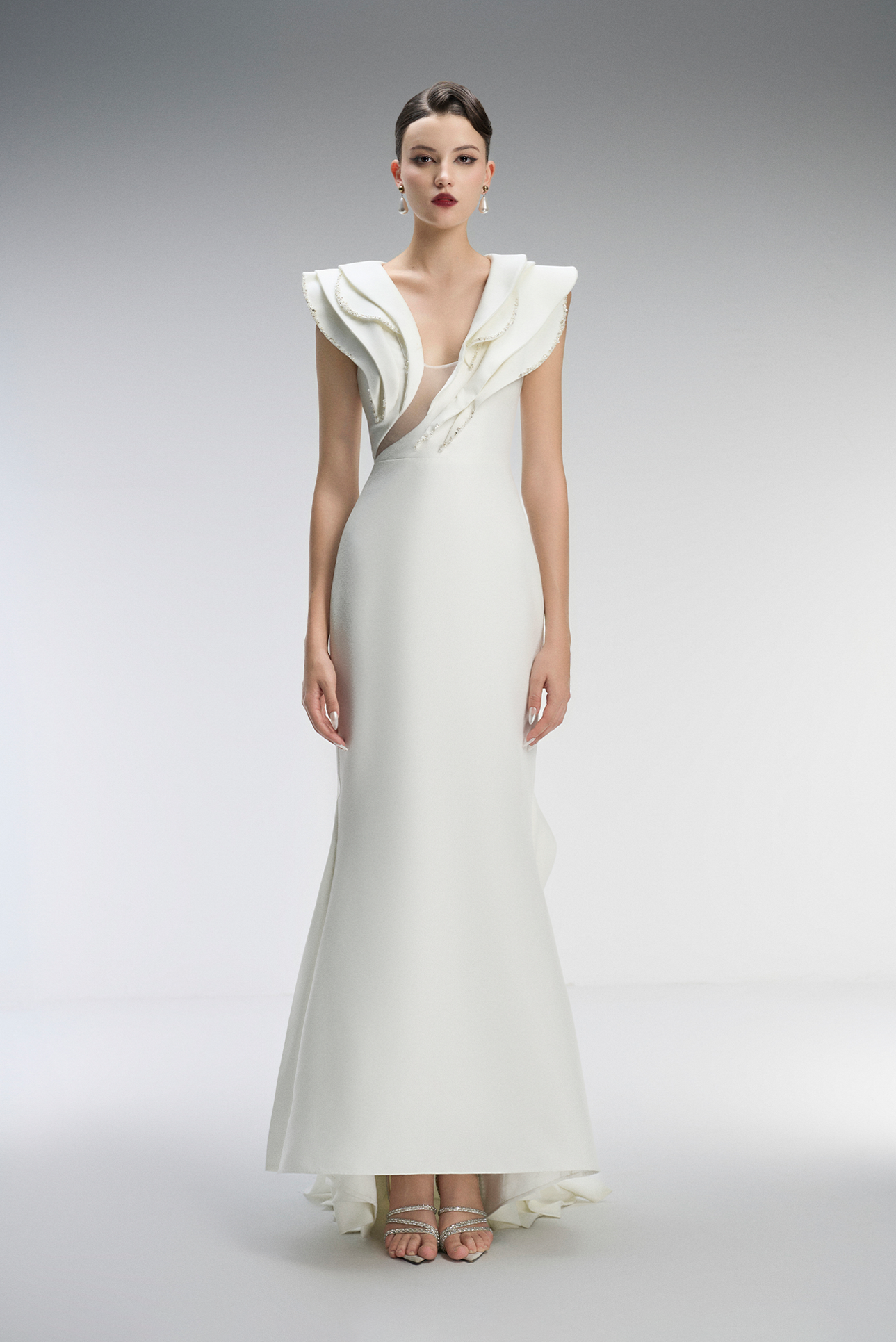 Celeste Couture Bridal Crystal Gown With Tiered Accents 4