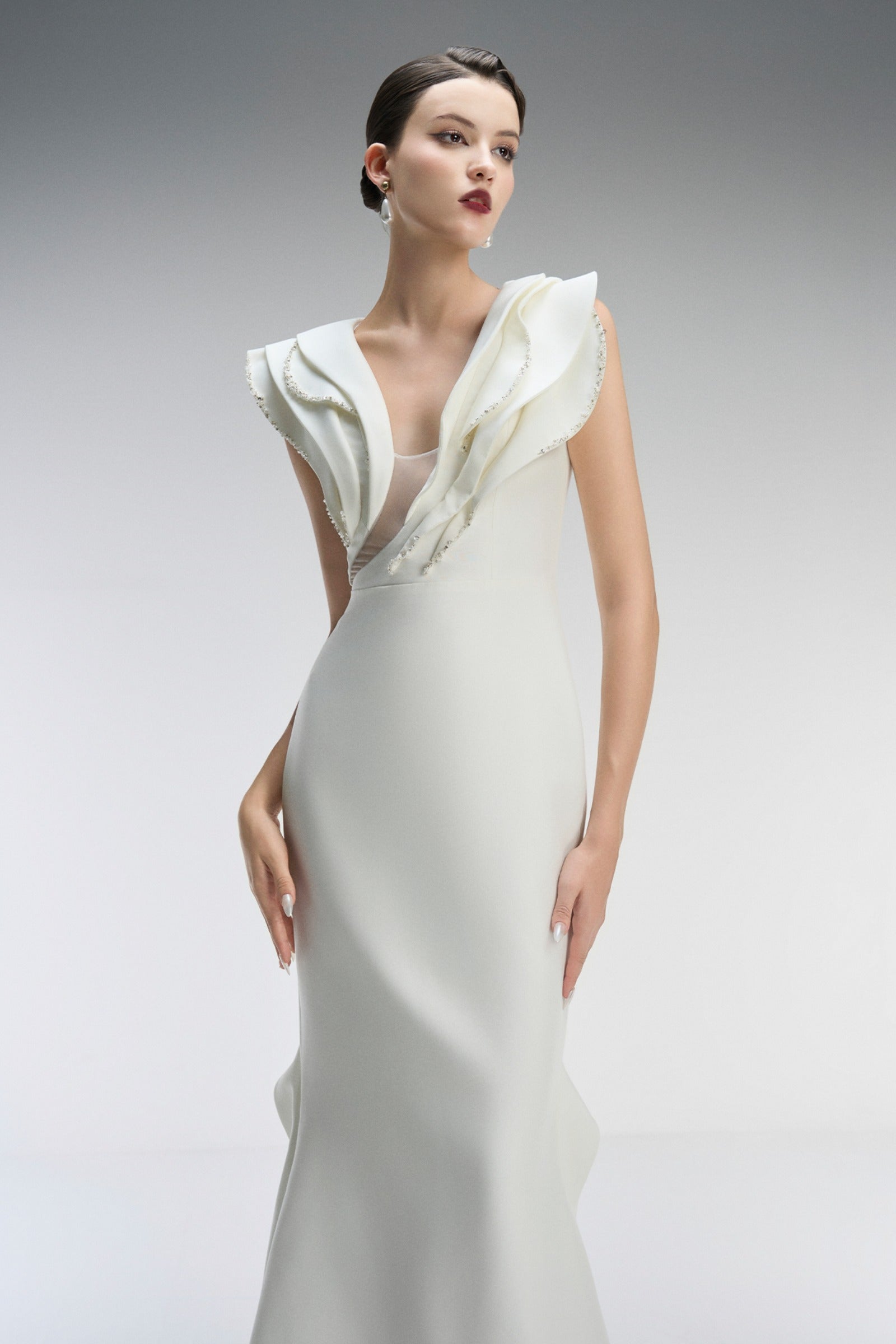 Celeste Couture Bridal Crystal Gown With Tiered Accents