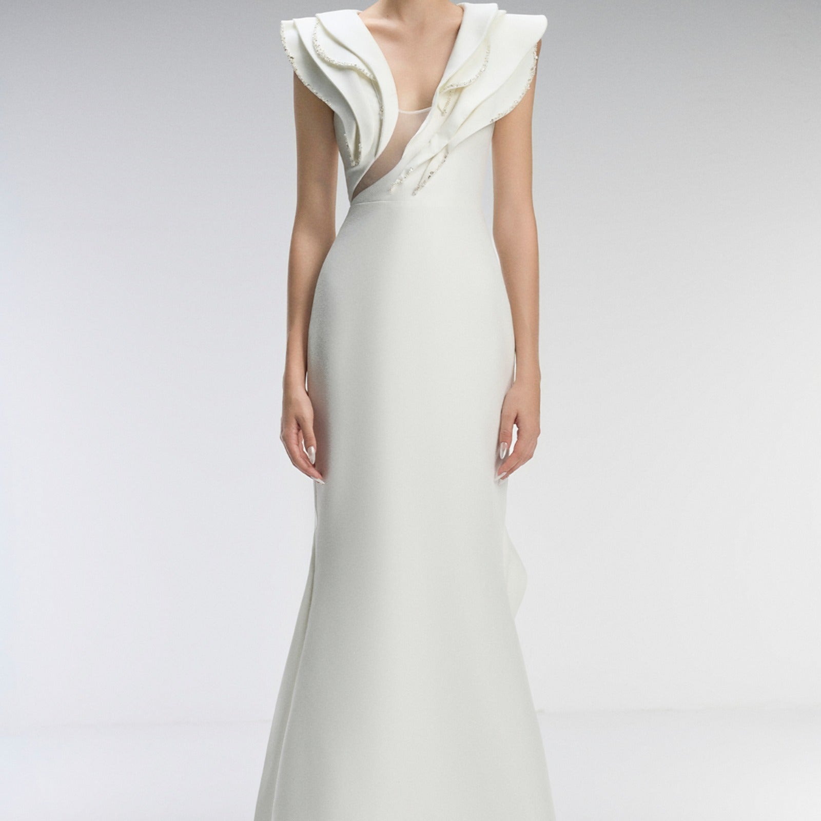 Celeste Couture Bridal Crystal Gown With Tiered Accents