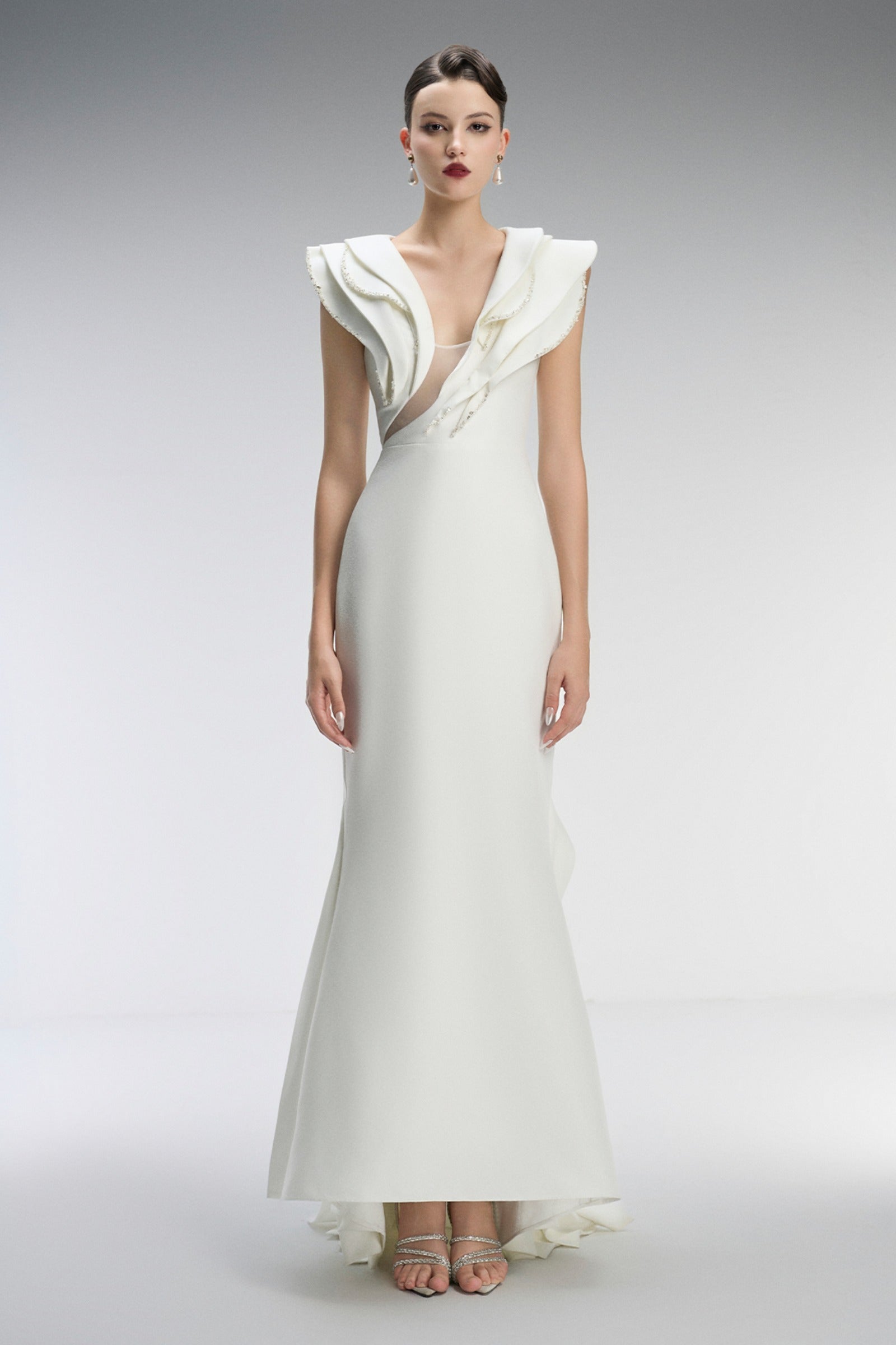 Celeste Couture Bridal Crystal Gown With Tiered Accents