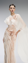 Ember Couture Dual Style Bandeau Layered 3D Roses Maxi Dress With Veil
