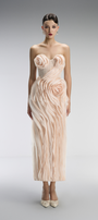 Ember Couture Dual Style Bandeau Layered 3D Roses Maxi Dress With Veil 2