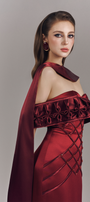 Aurelia Off Shoulder Hand-Smocked Maxi Dress With Neck Scarf 3