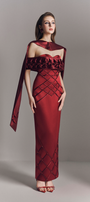 Aurelia Off Shoulder Hand-Smocked Maxi Dress With Neck Scarf 5