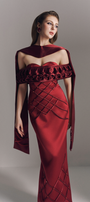 Aurelia Off Shoulder Hand-Smocked Maxi Dress With Neck Scarf 4