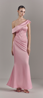 Mira Asymmetric Off Shoulder Draped Maxi Dress 4