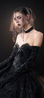 Nexus Gothic Off Shoulder Lace Trim Sweetheart Velvet Mini Dress 2