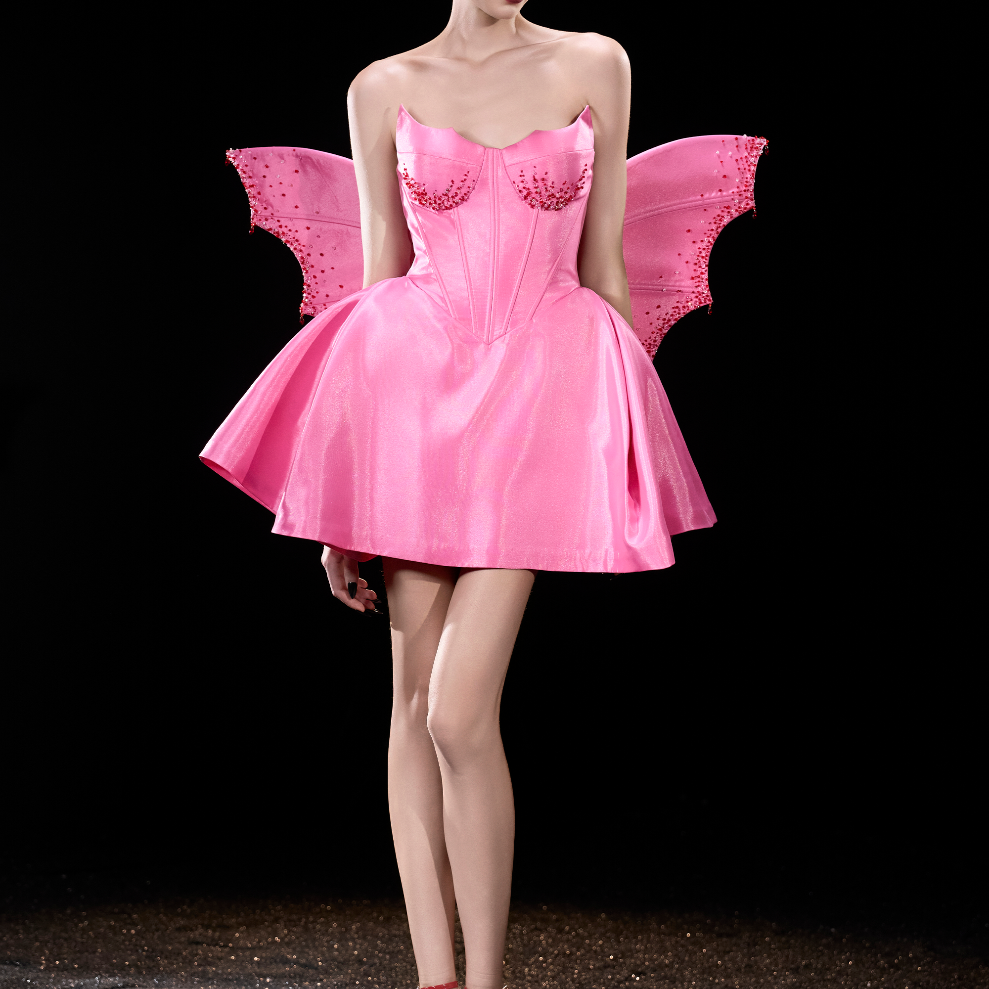 Fae "Little Evil" Corset Busts Embellished Crystal Mini Dress 2