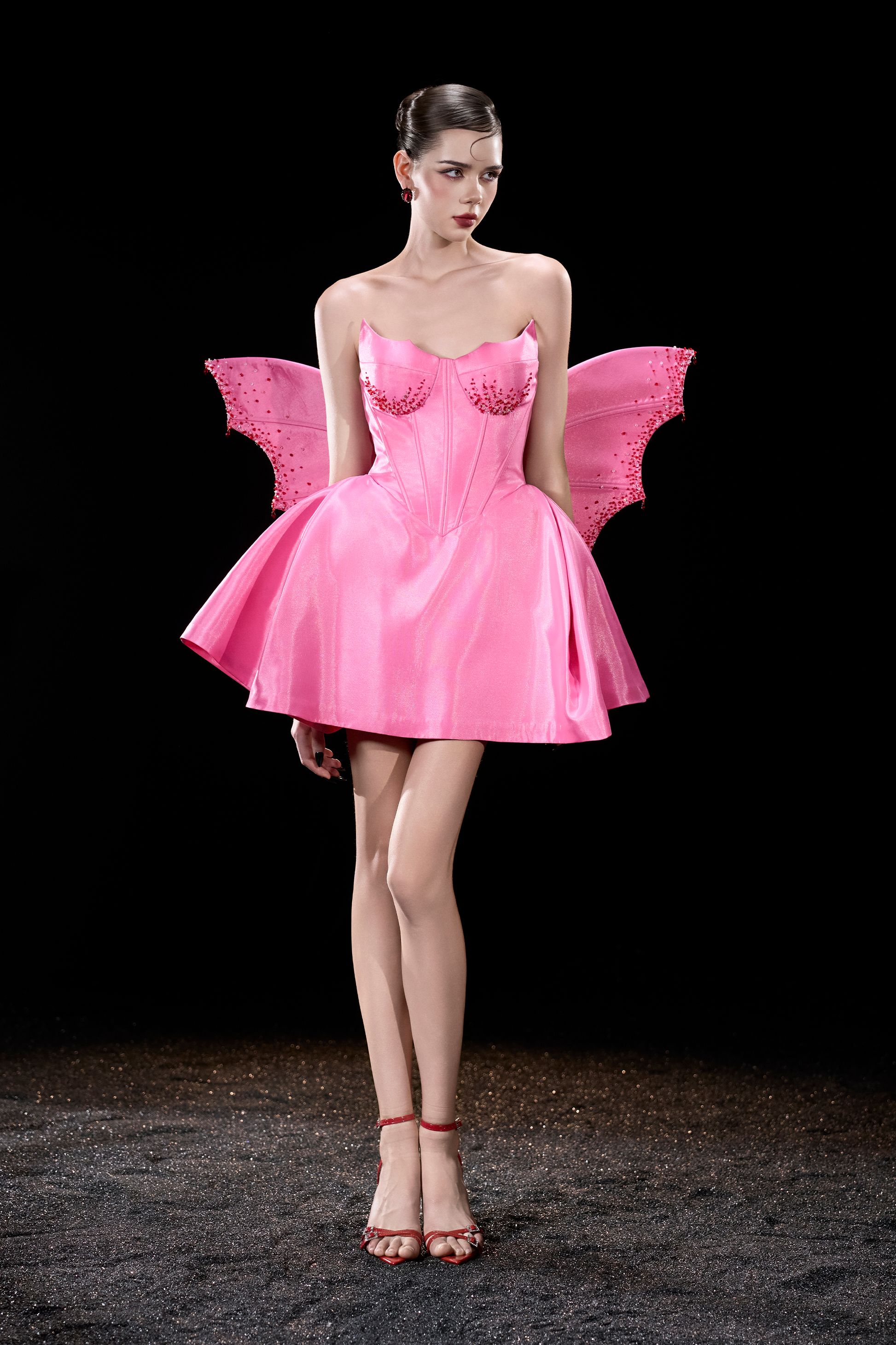 Fae "Little Evil" Corset Busts Embellished Crystal Mini Dress 2