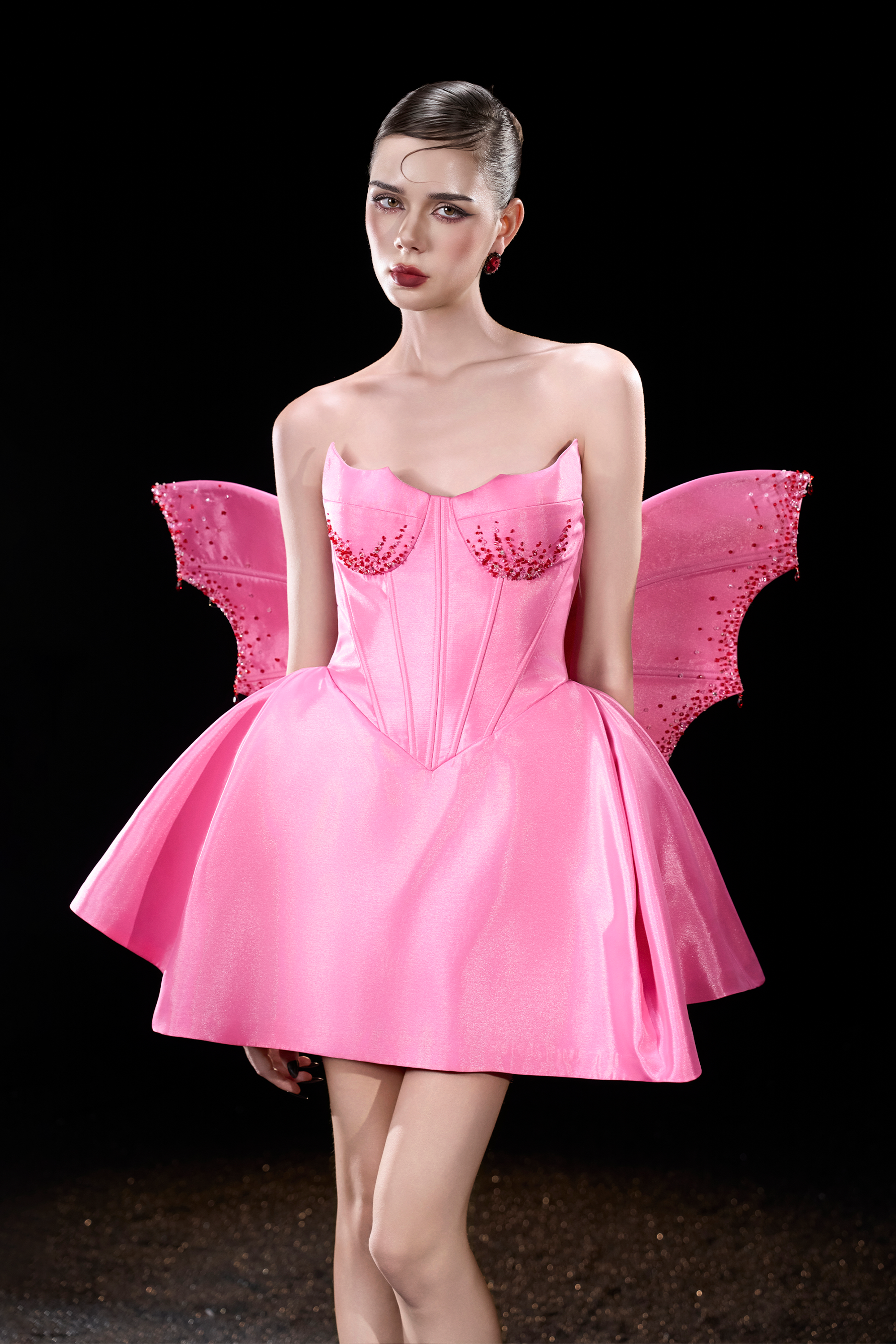 Fae "Little Evil" Corset Busts Embellished Crystal Mini Dress 3