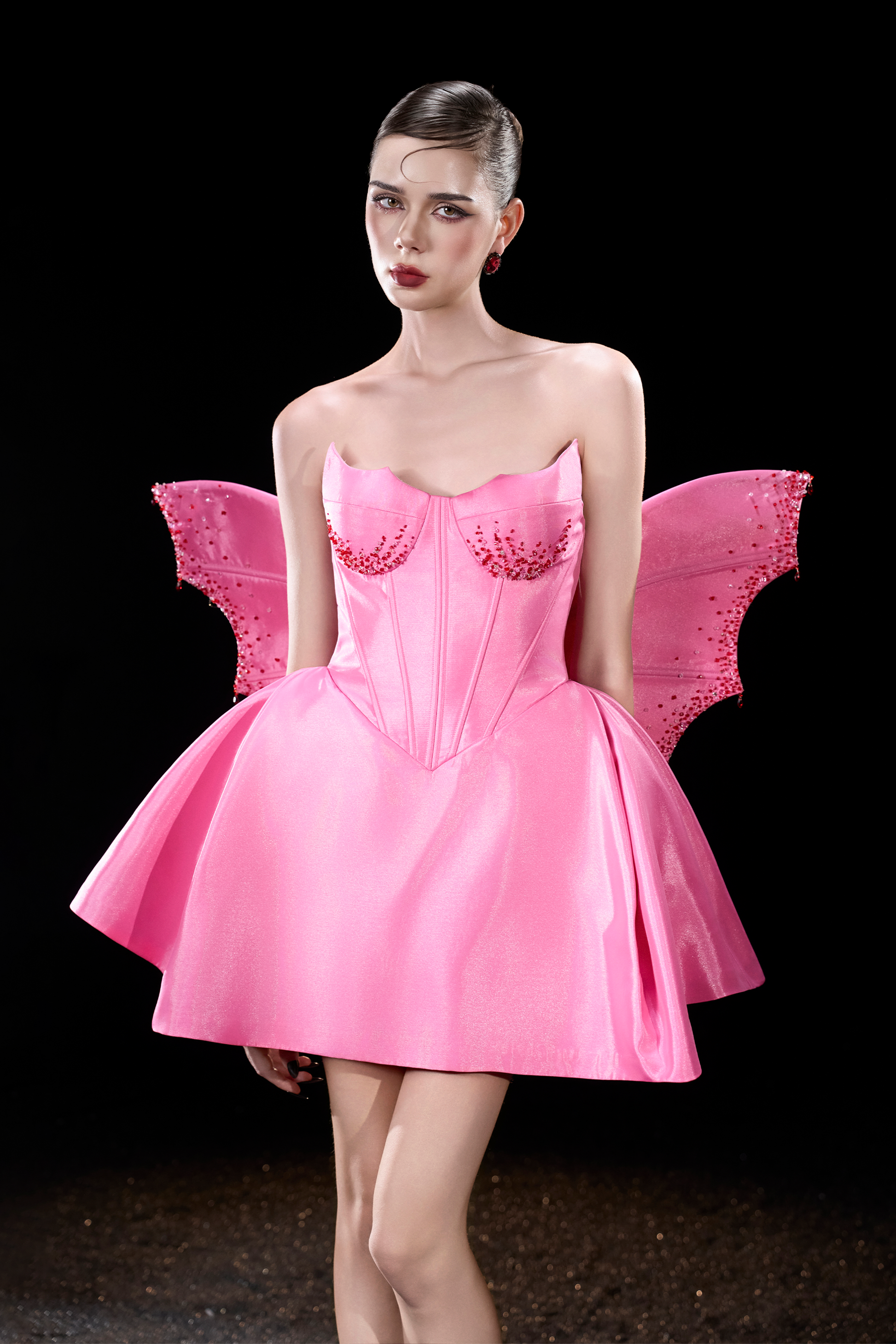 Fae "Little Evil" Corset Busts Embellished Crystal Mini Dress 3