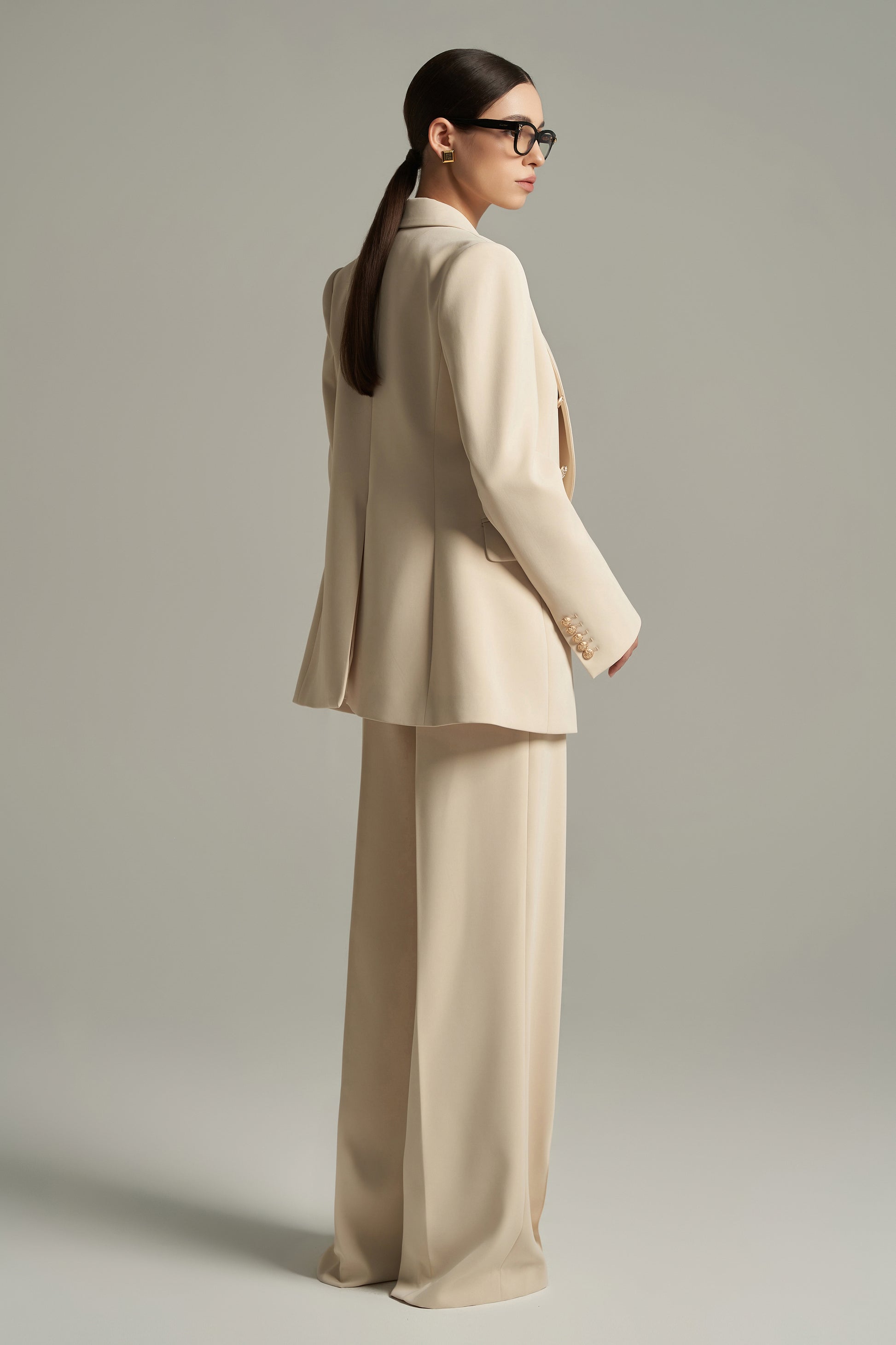 Lavinia Straight High Waist Cotton Floor Length Trousers