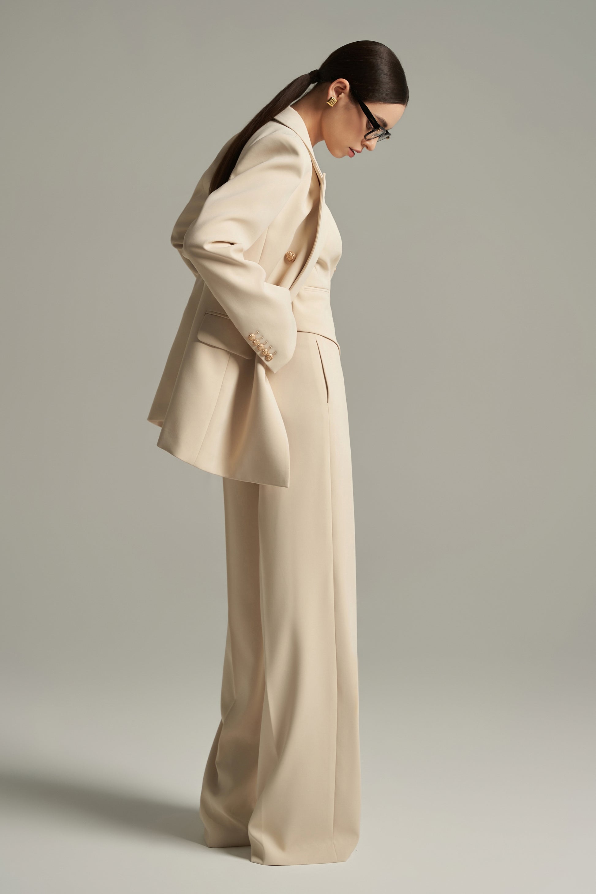 Lavinia Straight High Waist Cotton Floor Length Trousers