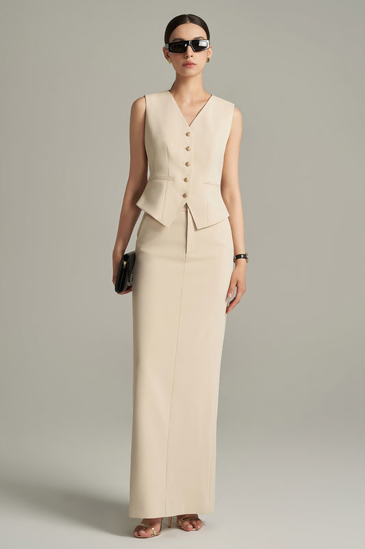 Donna Hourglass V-Neck Corduroy Vest