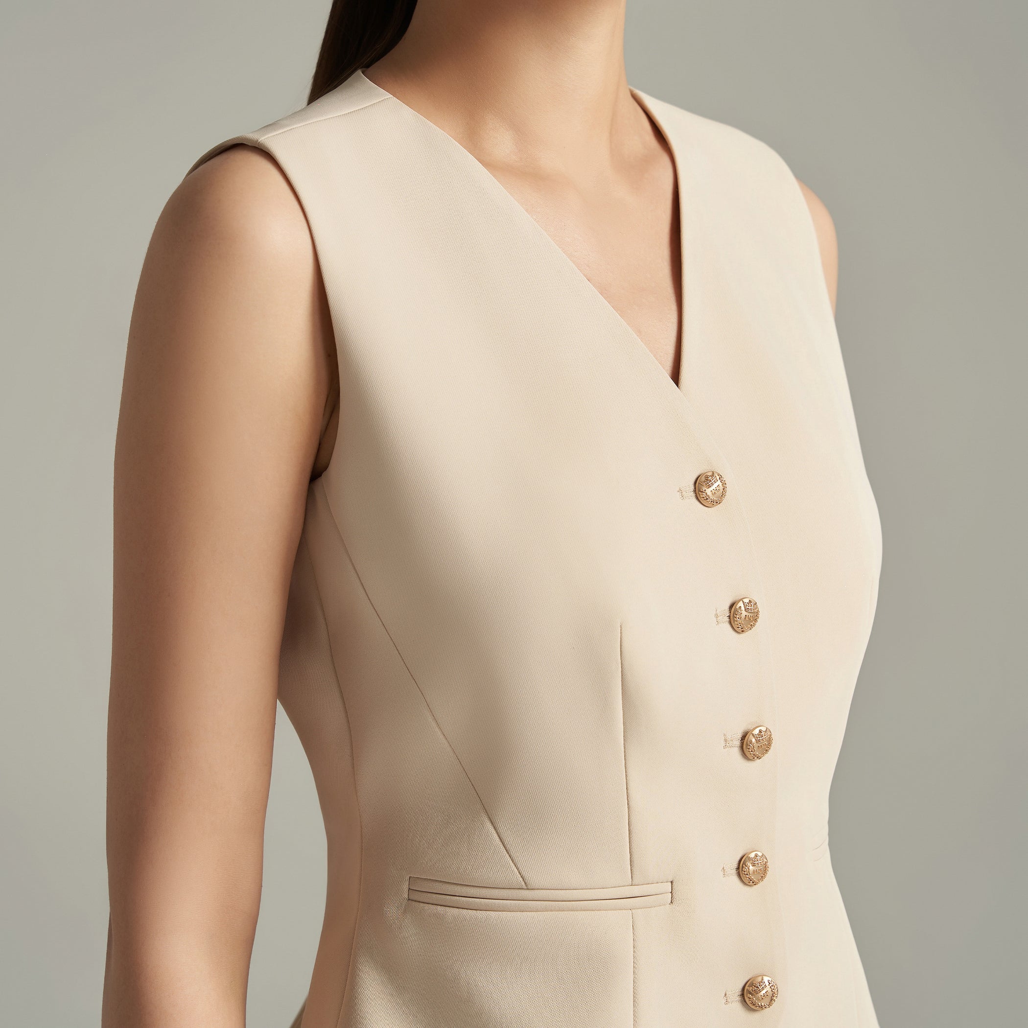 Donna Hourglass V-Neck Corduroy Vest