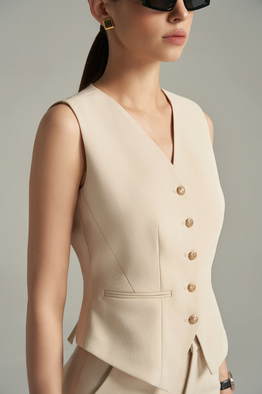 Donna Hourglass V-Neck Corduroy Vest