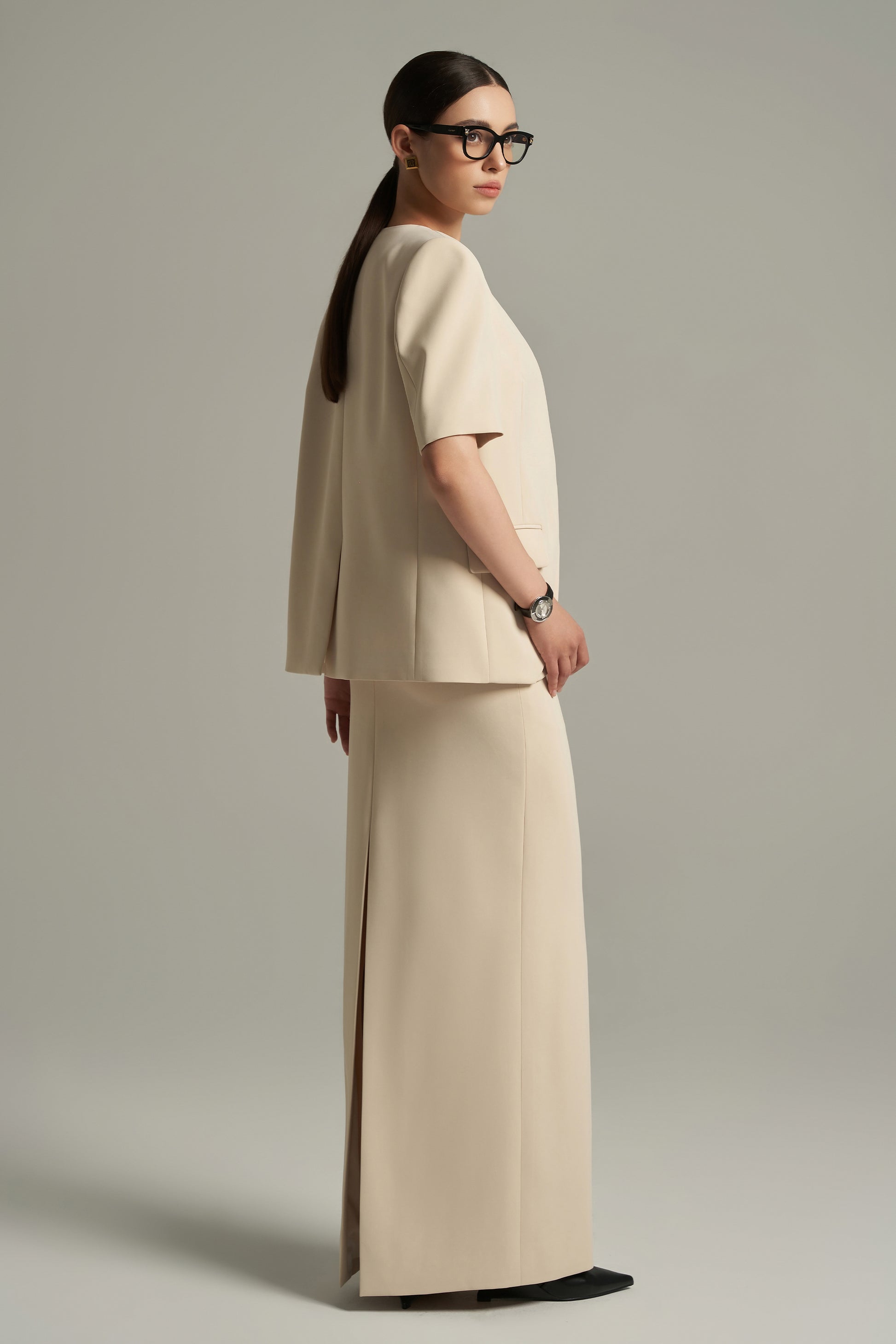 Eugenie Straight Short Sleeved Polyester Blazer