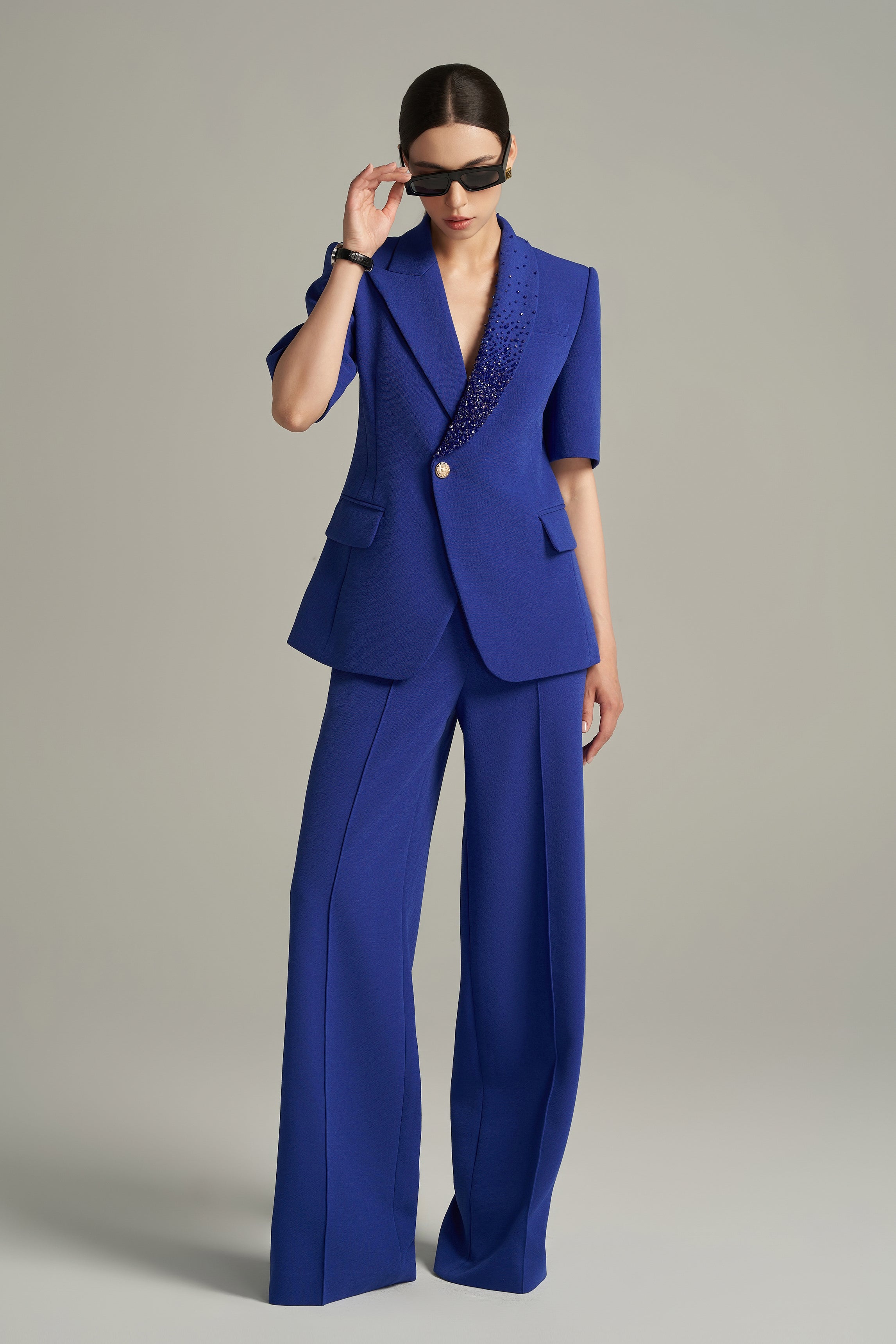 Lavinia Straight High Waist Cotton Floor Length Trousers