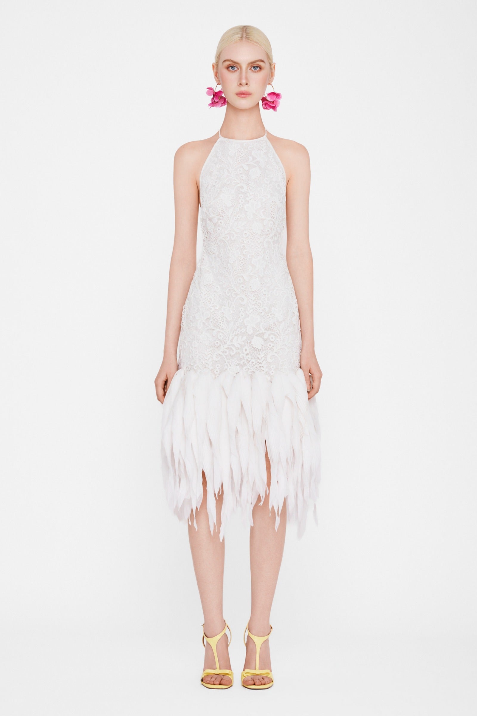 Women's Jellyfish Fringe Midi Dress Off White S/M/L/XL/XXL/Customize MEAN BLVD