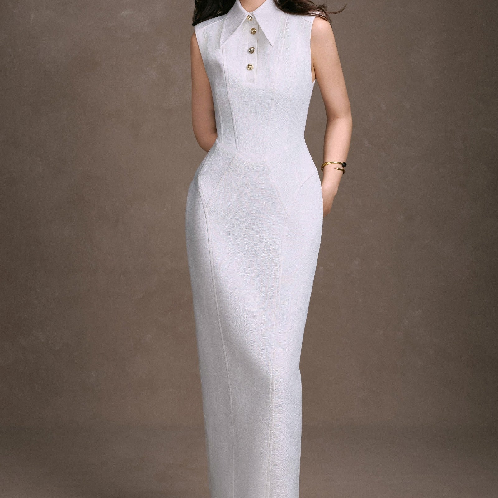 Demetria Collared Maxi Dress