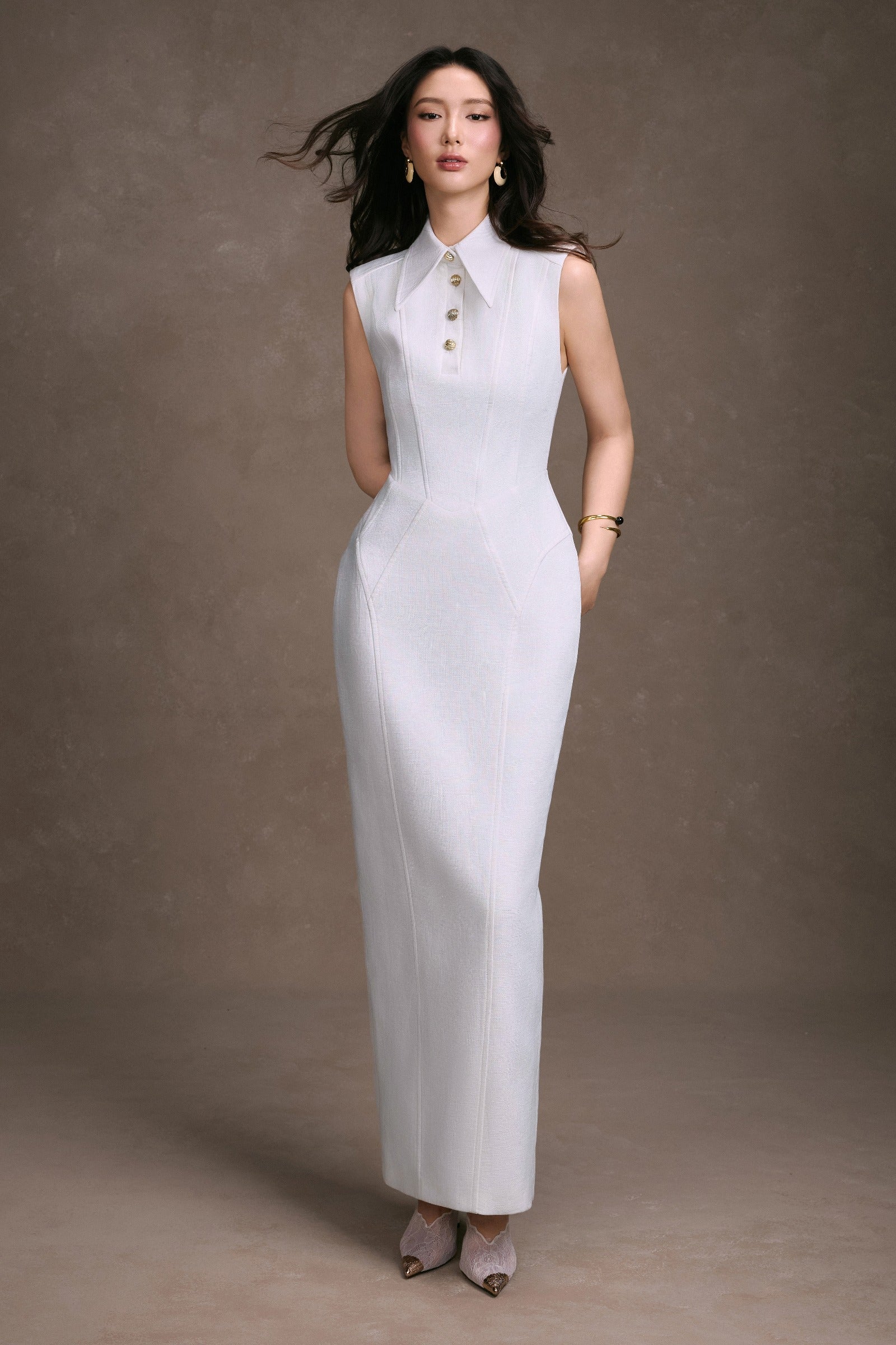 Demetria Collared Maxi Dress