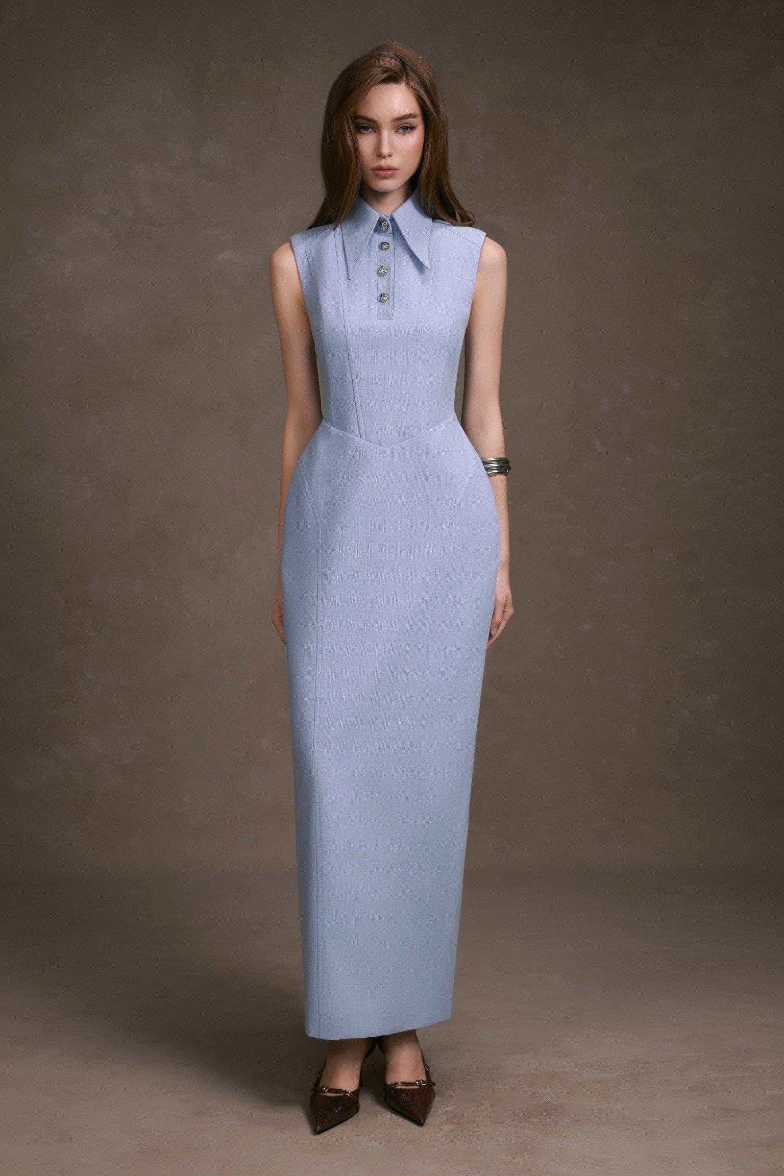 Demetria Collared Maxi Dress
