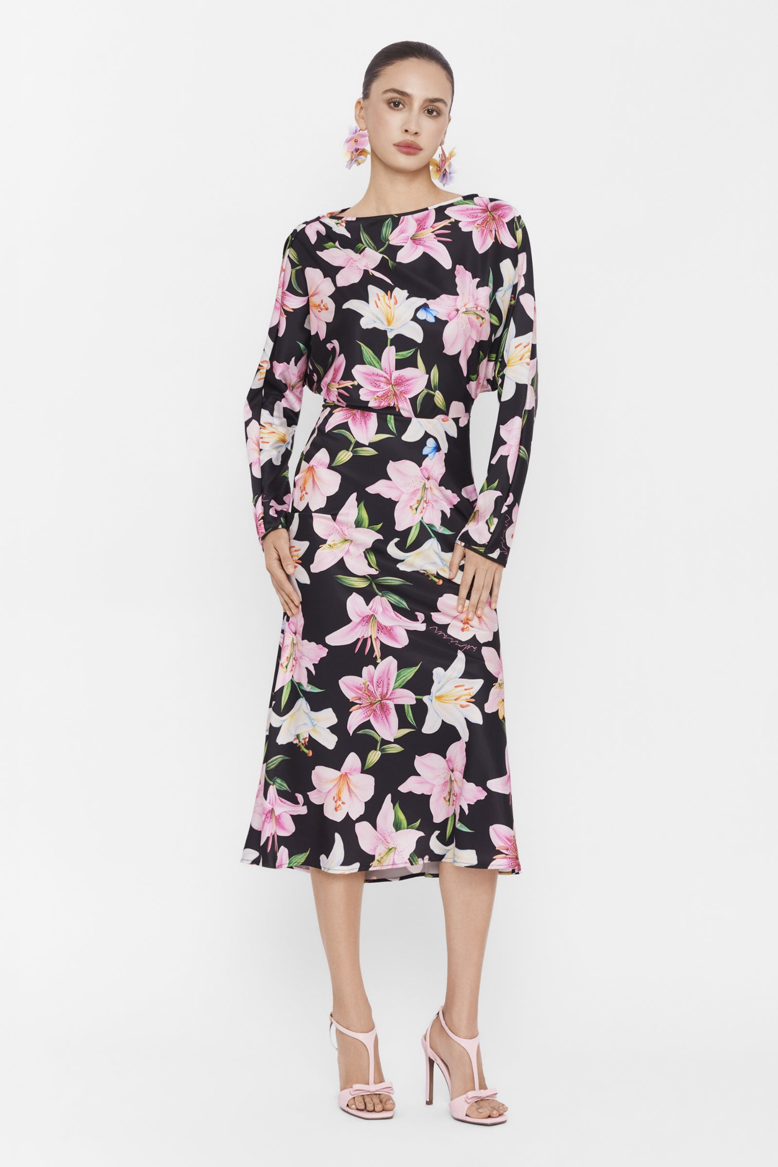 Camellia Boat Neck Midi Dress