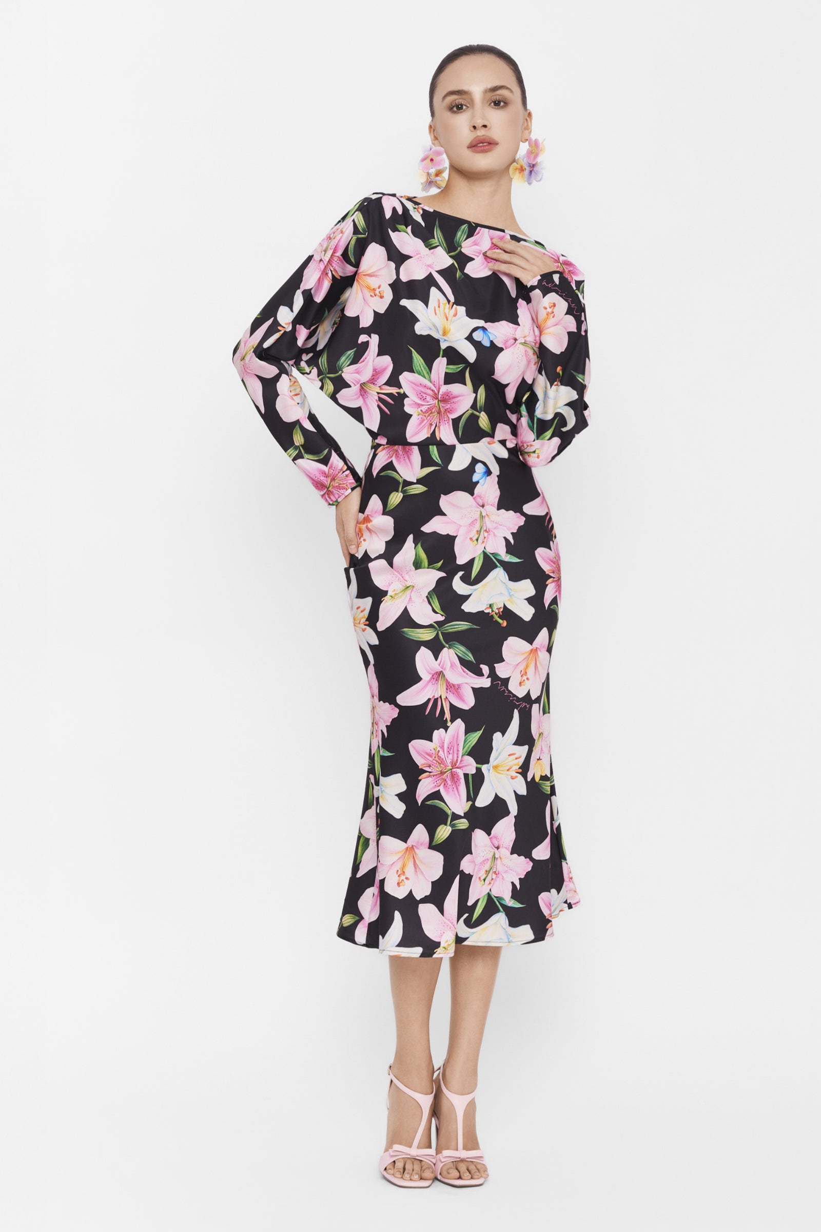 Camellia Boat Neck Midi Dress